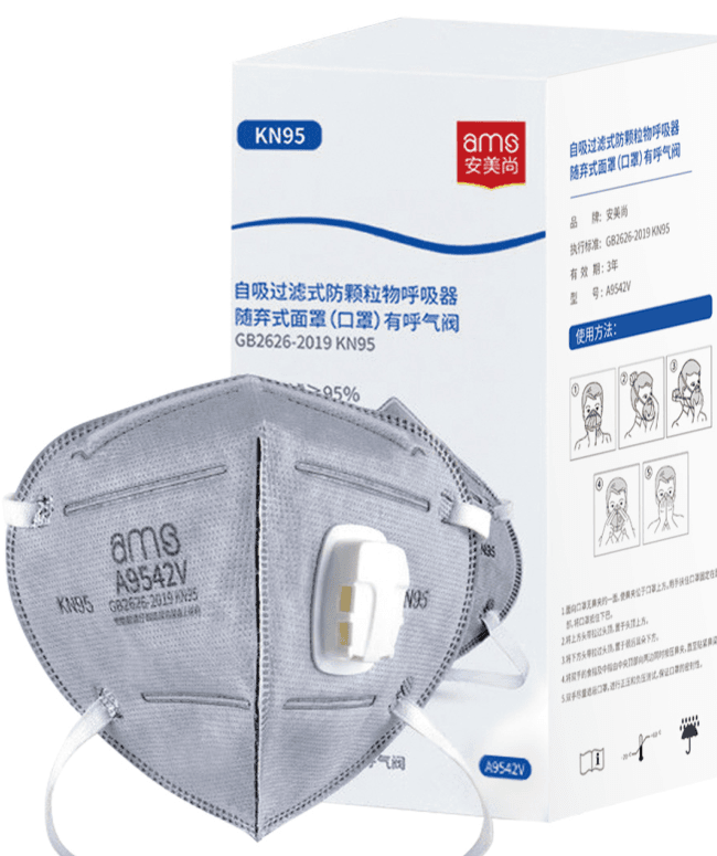 Khẩu trang KN95 khử mùi có van quai đầu A9542V AMS